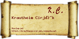 Krautheim Cirjék névjegykártya